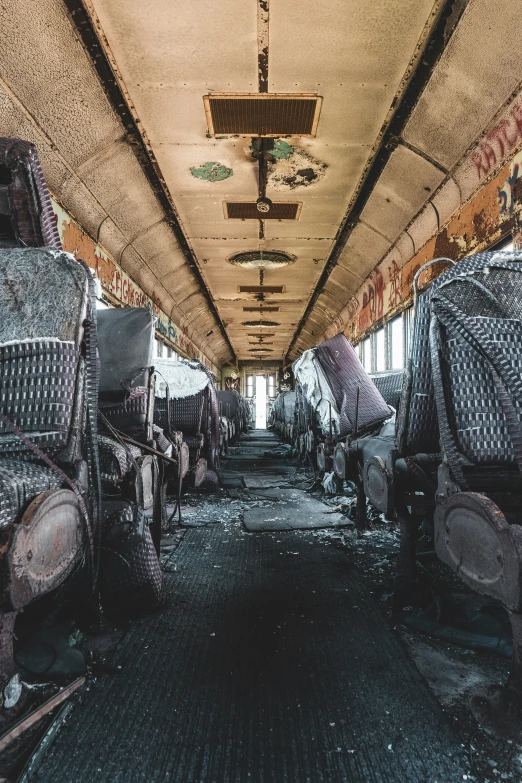 this is an abandoned airplane and the ceiling