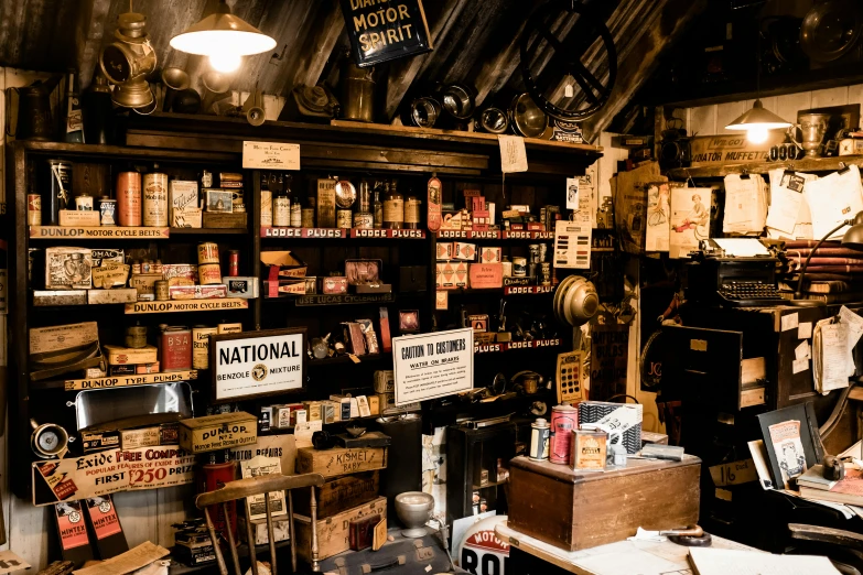 a store display with many items on shelves