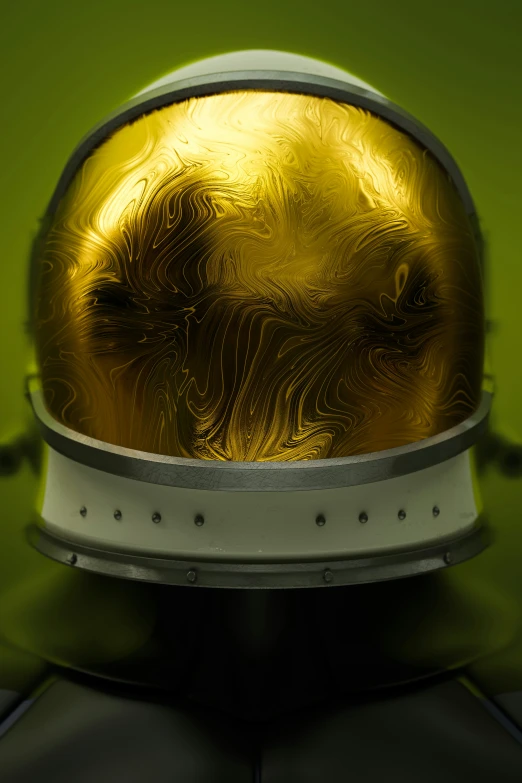 an futuristic helmet with shiny paint on it