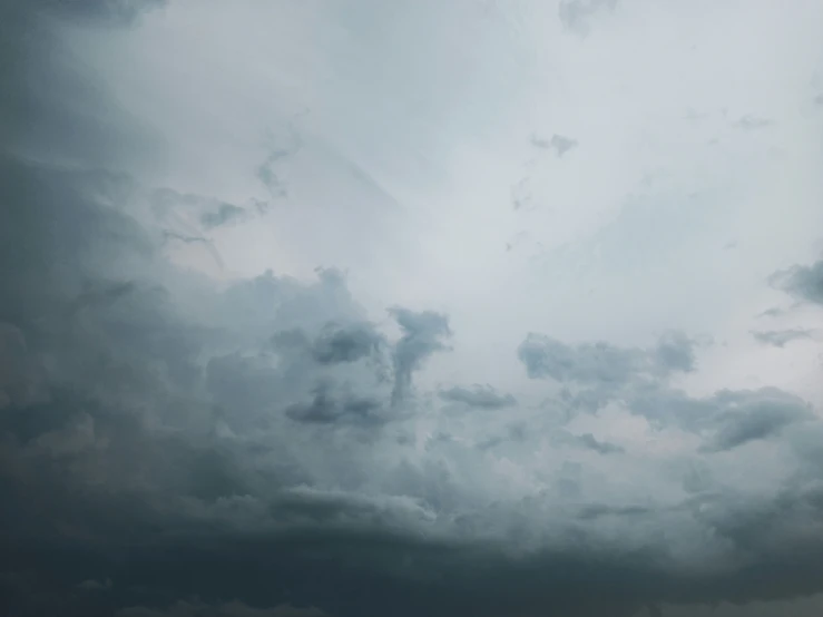 an airplane flying thru the air during a cloudy day