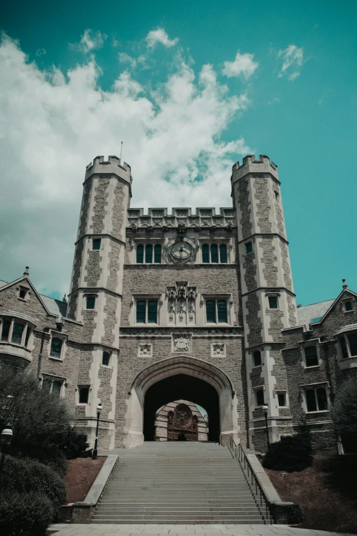 a big building that is on some concrete