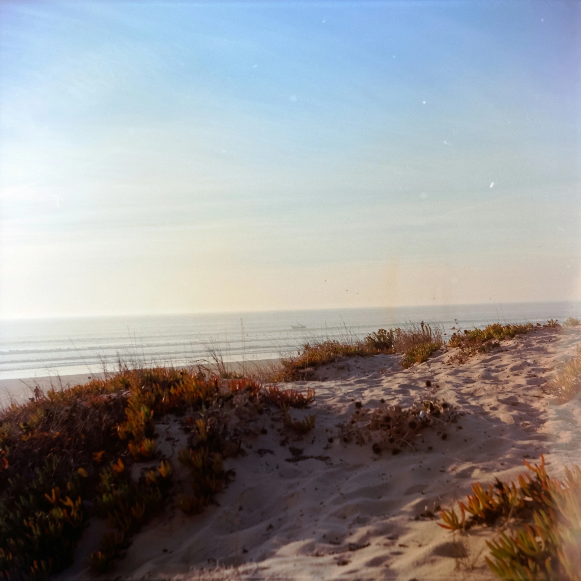 a surf board sitting in the sand on a beach