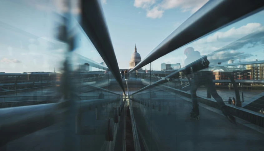 view through the glass from a roof top