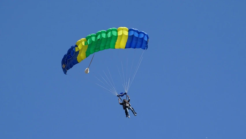 a person is parasailing in the sky with a parachute