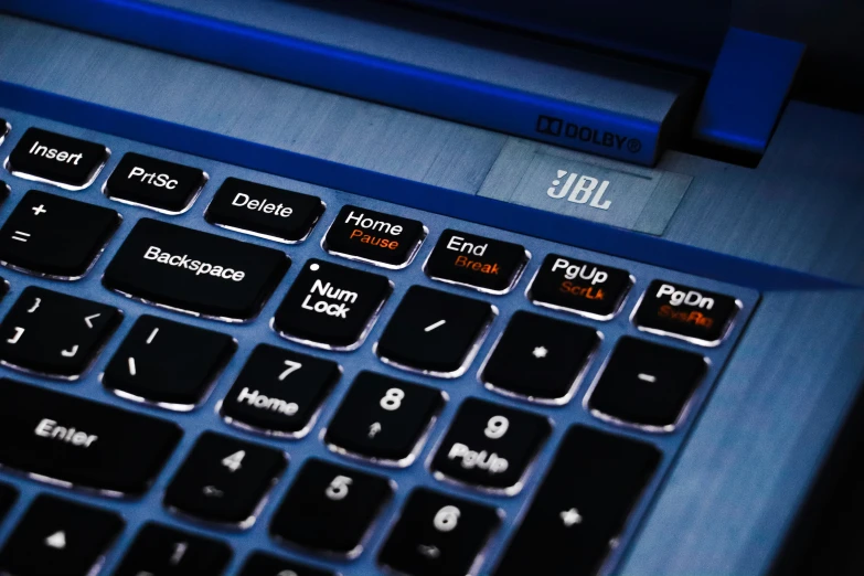 a closeup image of the keys on an old laptop