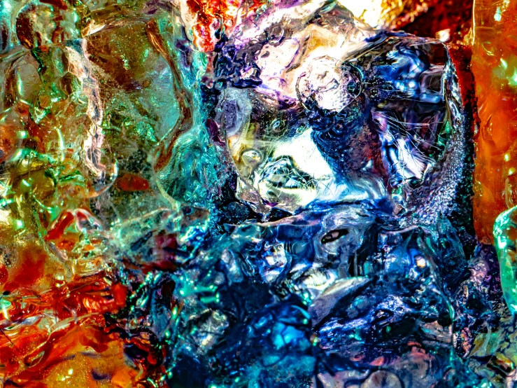 an abstract painting made with colored glass