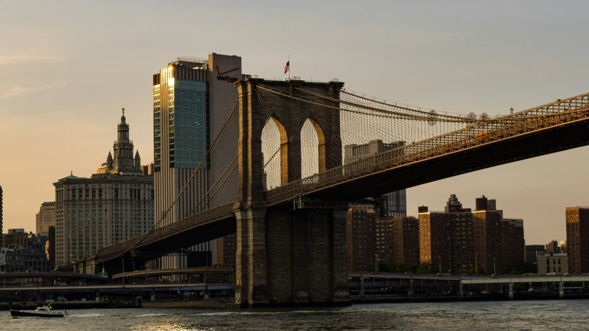 a very tall bridge over some water