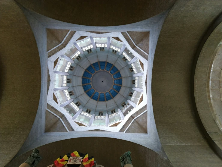 an interior of a domed ceiling with decorative objects