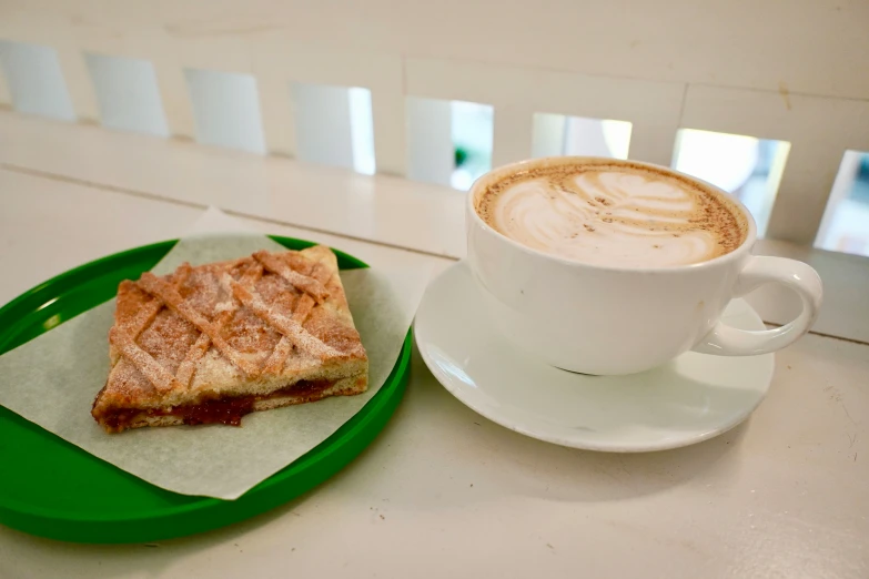 a sandwich and coffee on the table