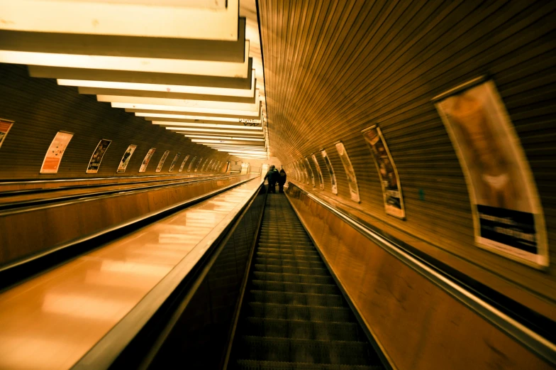 an image of an empty subway that is going down