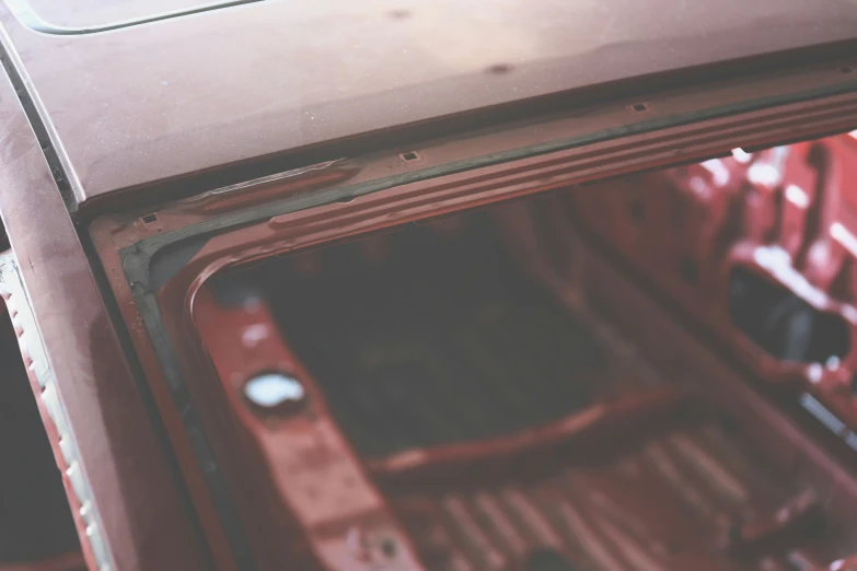 red and brown van that has opened door