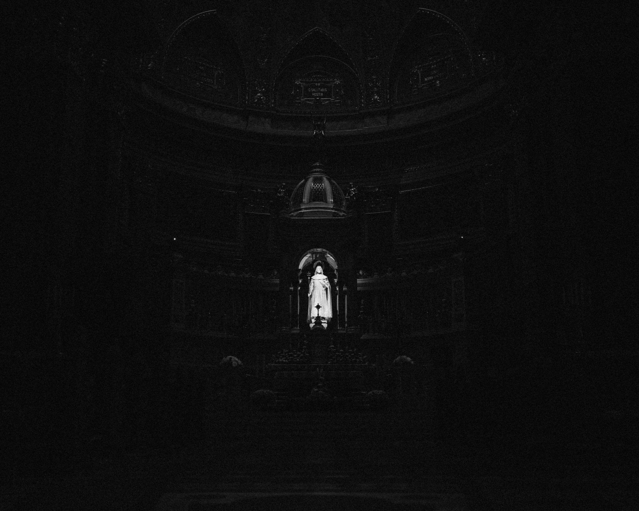 a person standing inside of an empty building