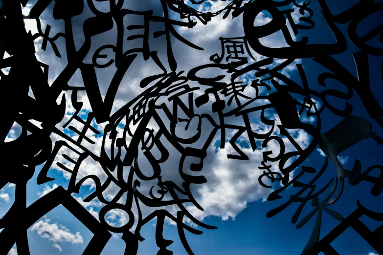 a group of graffiti written in different languages