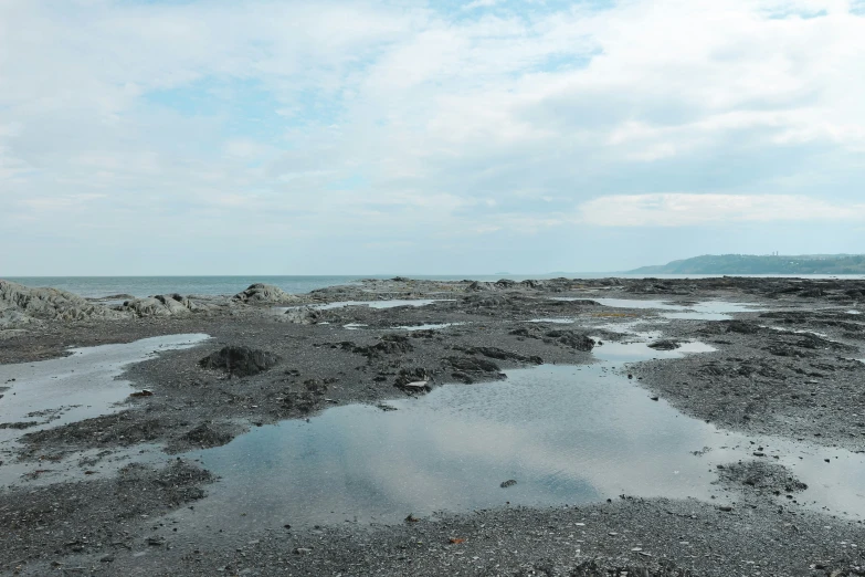 water is spilling onto a patch of land near the ocean