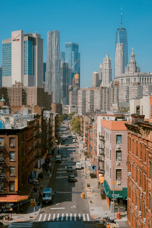 a cityscape with some very tall buildings near one another