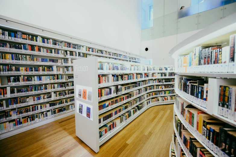 this is an image of a liry with bookshelves