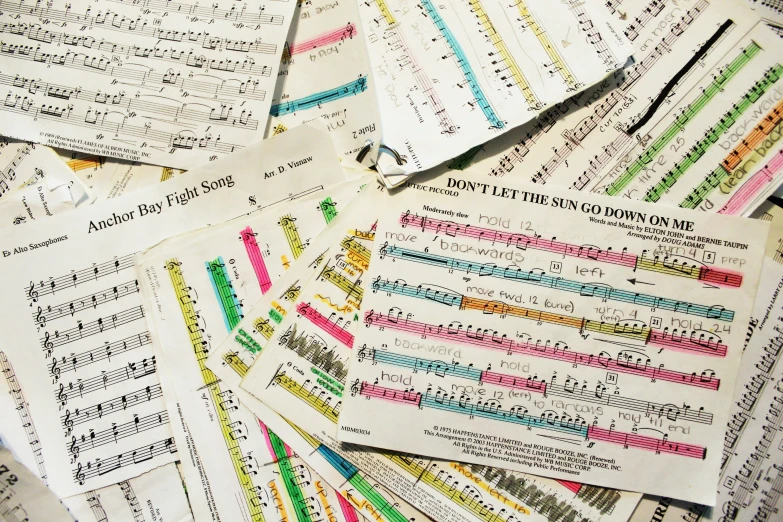 a pile of sheets with musical notes in them