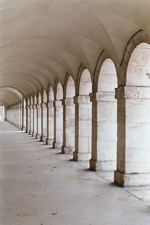 an image of an empty long row of columns