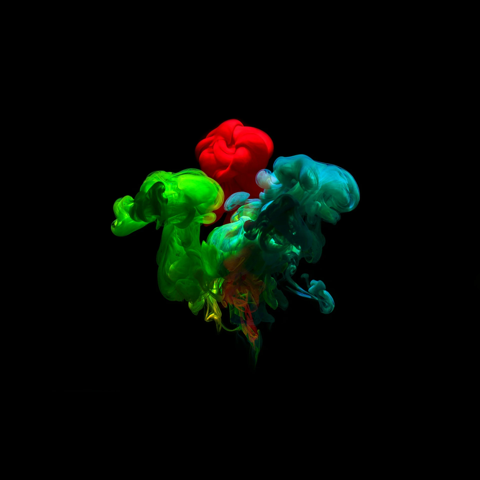 green, red and yellow dyes are spewing in the dark