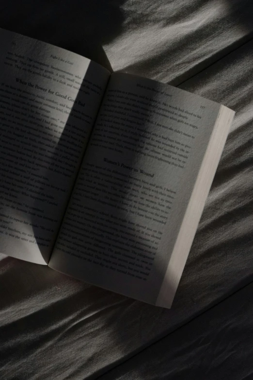 the shadow of two books on a bed
