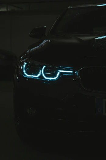 a car is shown with its lights on