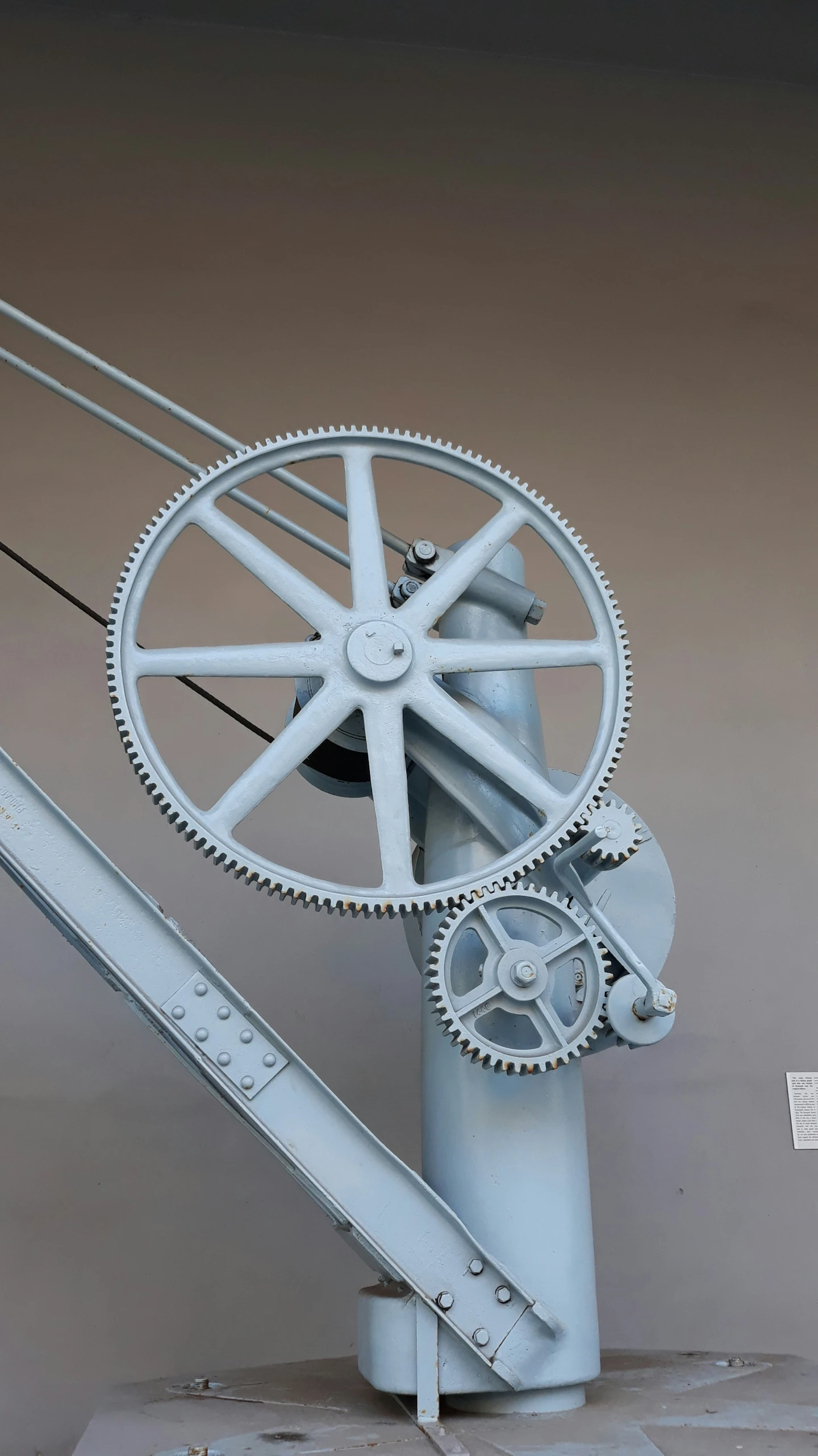 a model of a machine wheel inside of a display