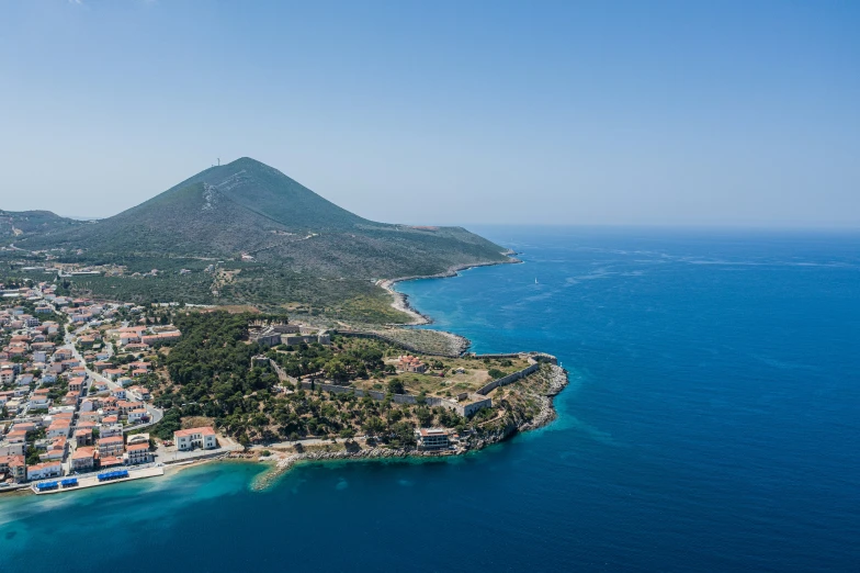 an aerial view of a village in the water