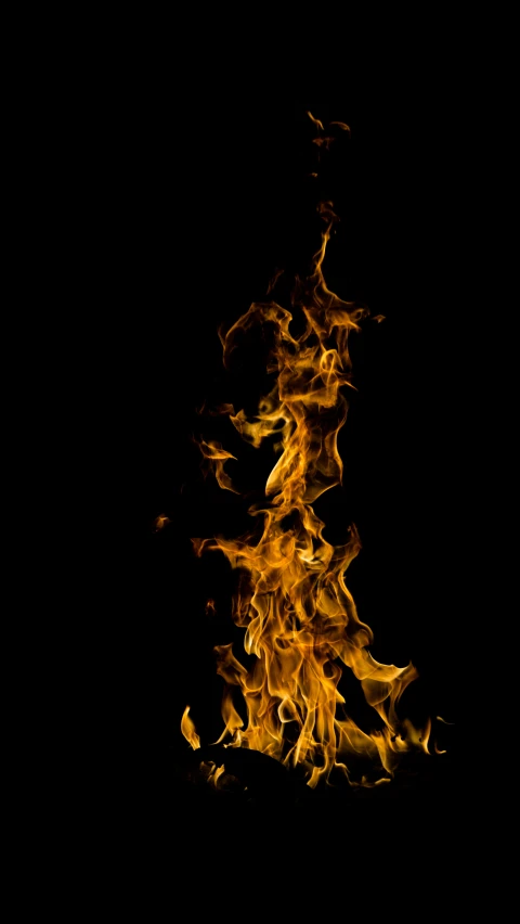 flames in the dark, glowing yellow on a black background