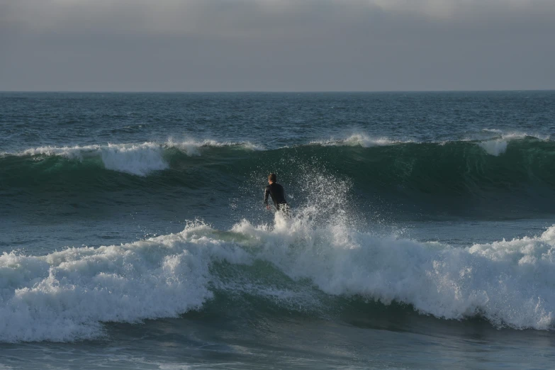 surfer on a breaking wave at the beach