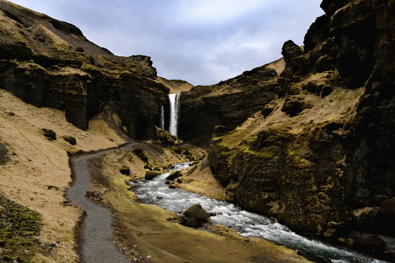 the path is going through some pretty landscape