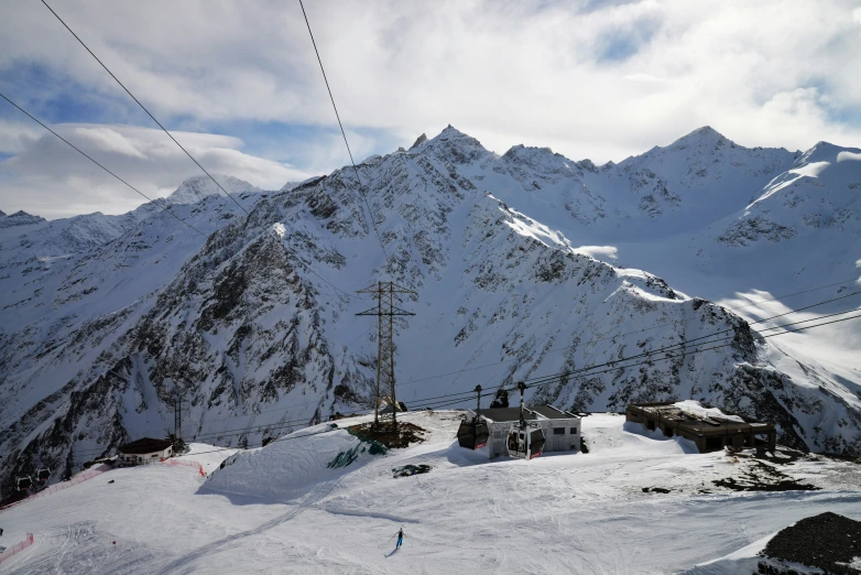 a ski slope and a cable running up the mountain