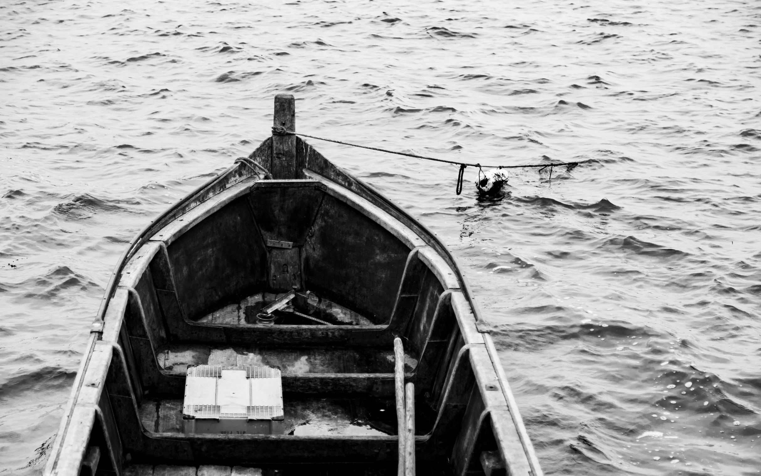 the back of a boat in high water