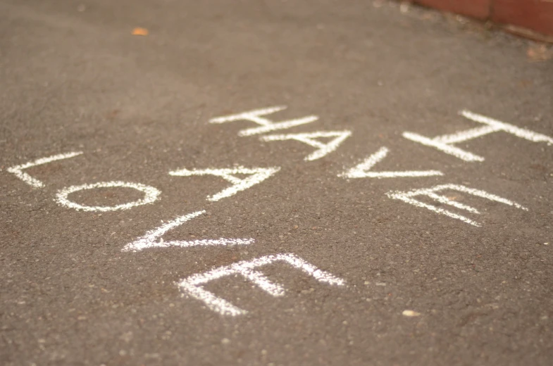 there is an image of chalk written in the asphalt