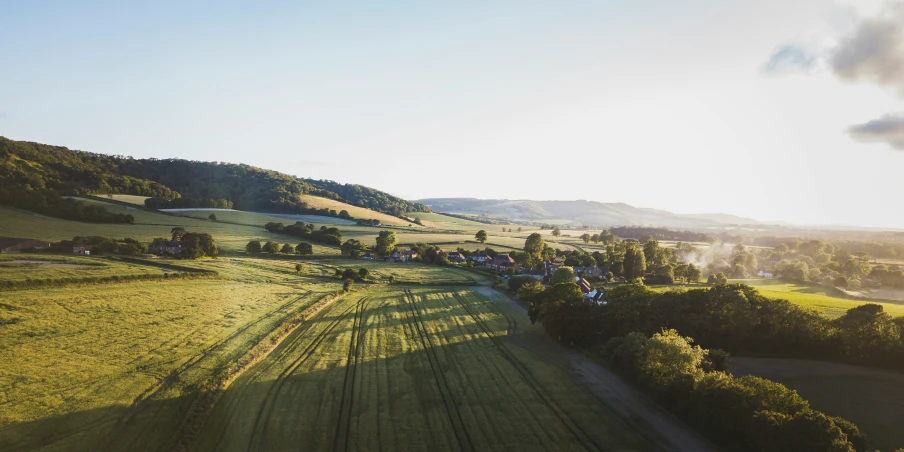 an aerial s of a hill and the countryside