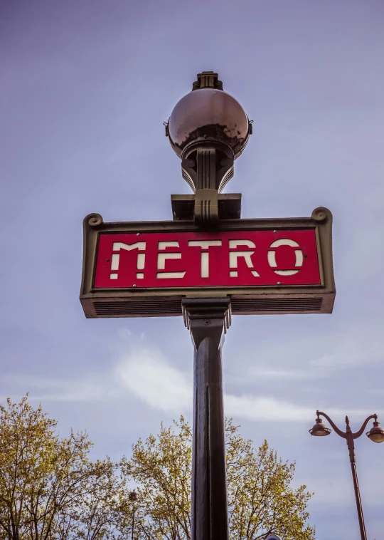 a street sign that is in the street