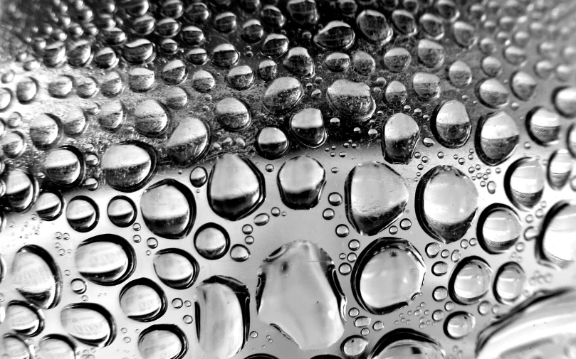black and white po of drops of water