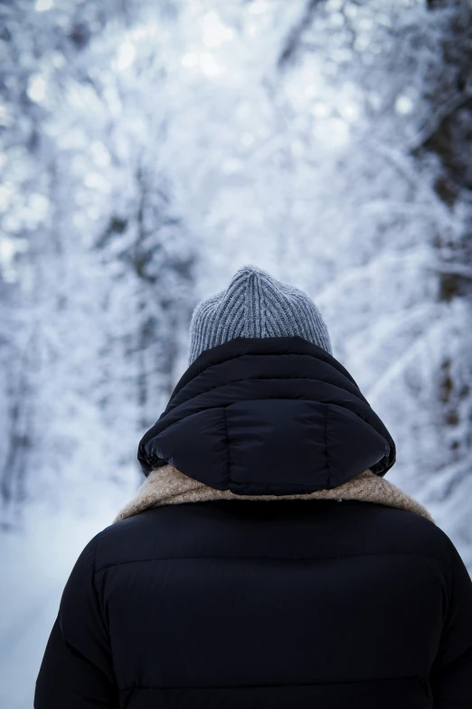 a person walking on a snow covered path