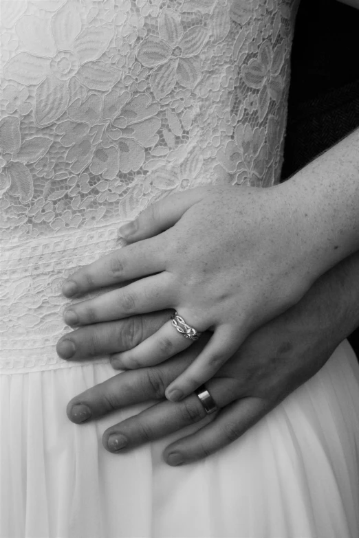 two people wearing wedding rings on their hands