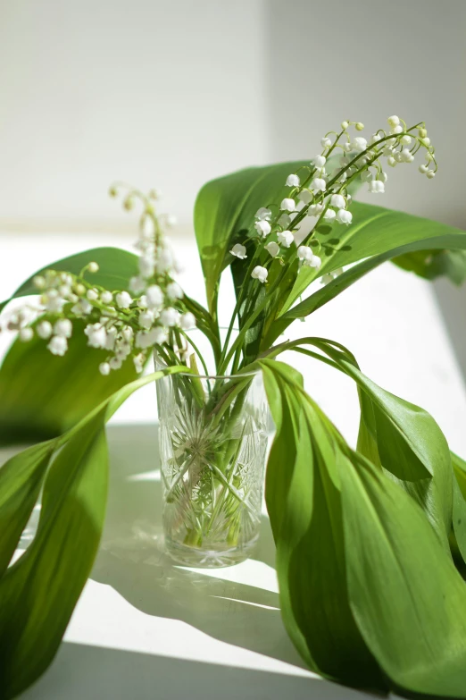 a small vase filled with water and flowers