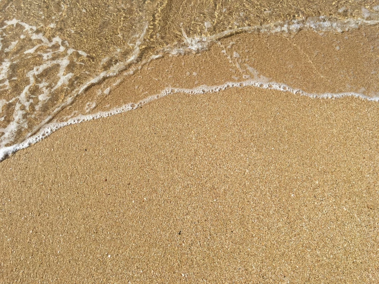 waves roll on the sandy shore as a sandy beach sits near it