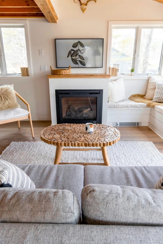 a couch in the living room with a coffee table