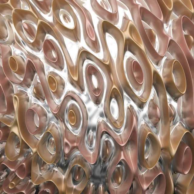 a pattern made with metallic circles and wavy lines
