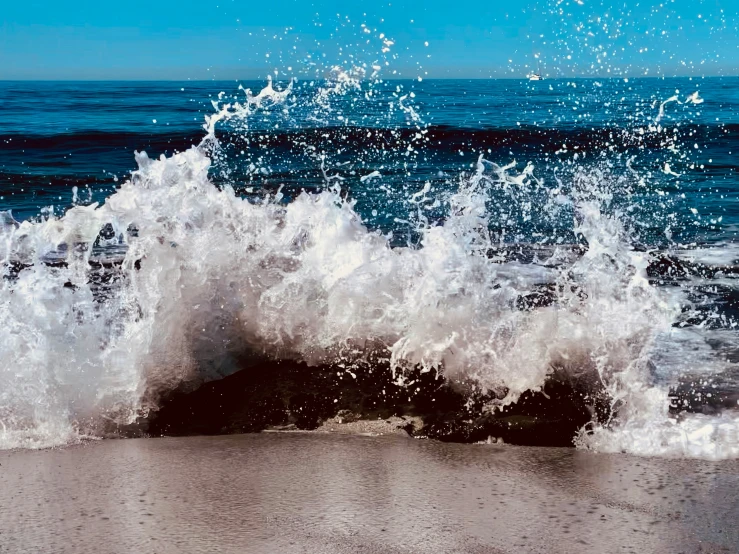 the ocean is so big that it makes waves crash