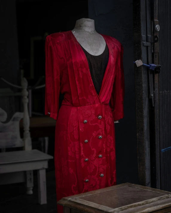 a dress that has been worn in the house with ons