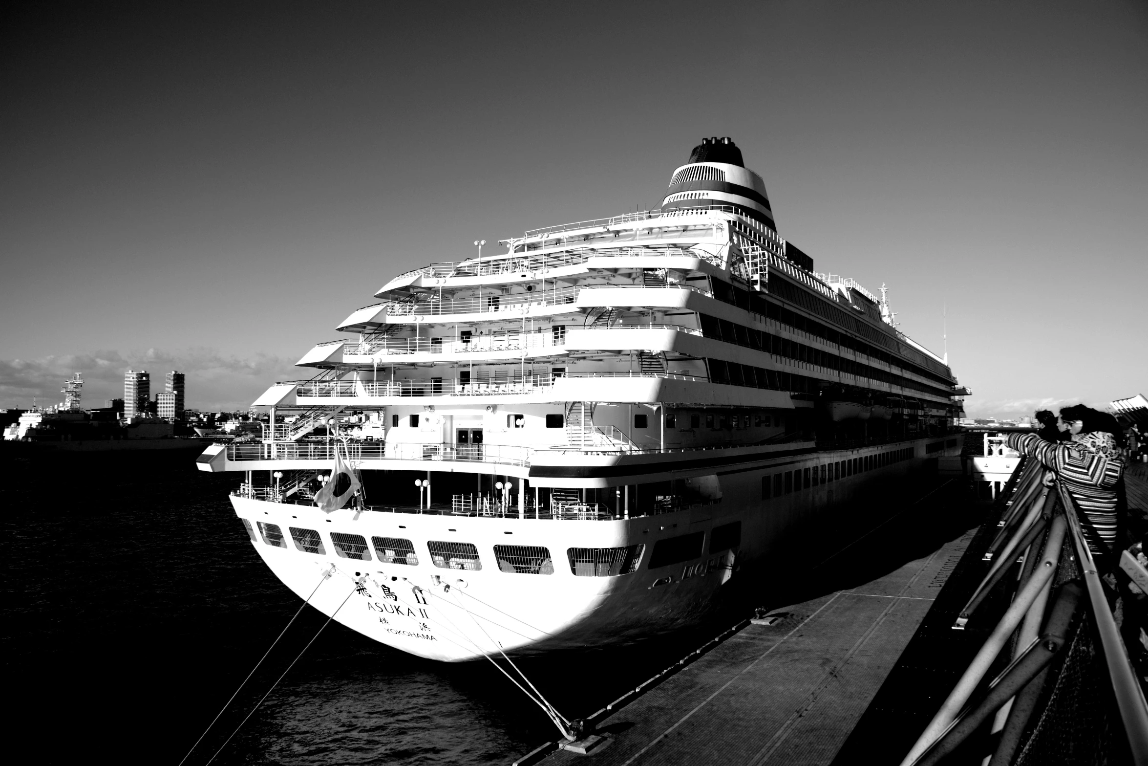 a very large cruise ship out on the water