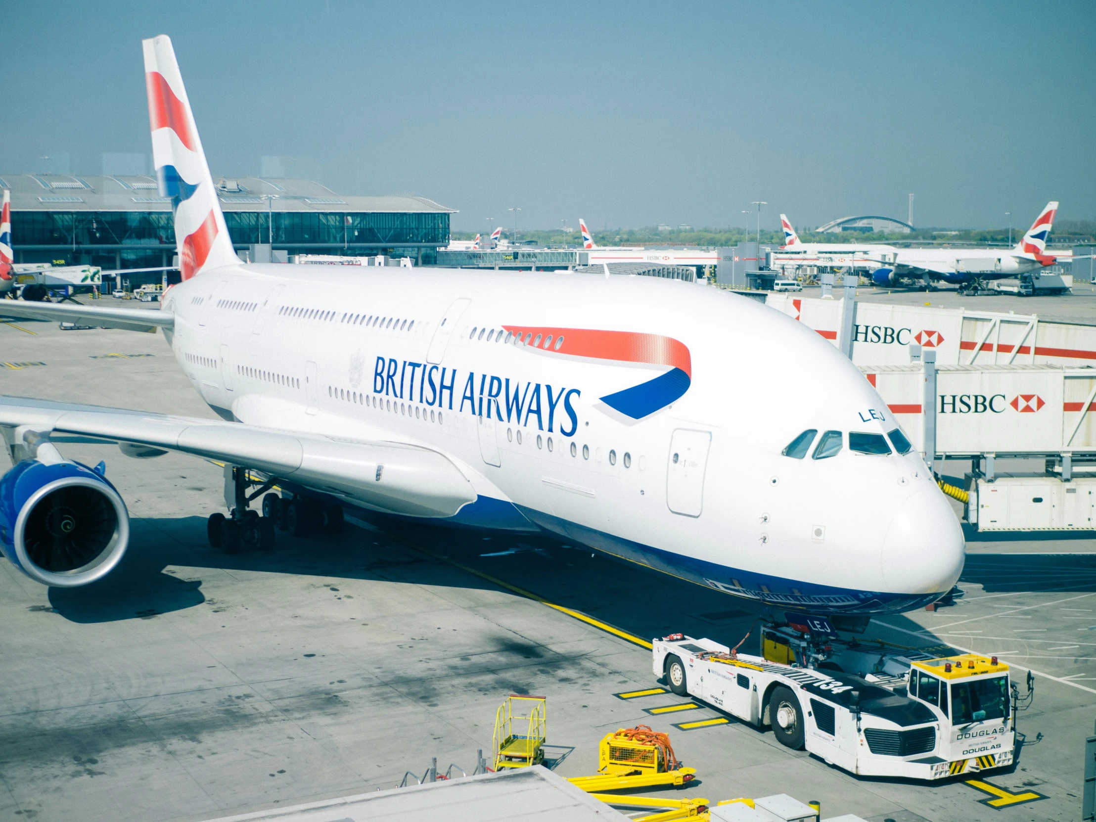 an airplane is sitting in a terminal