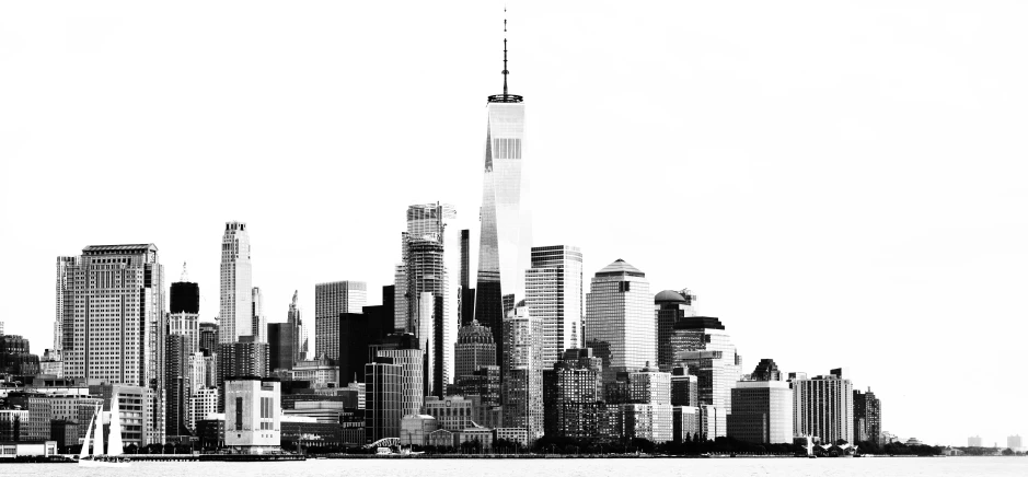 black and white pograph of a very tall city