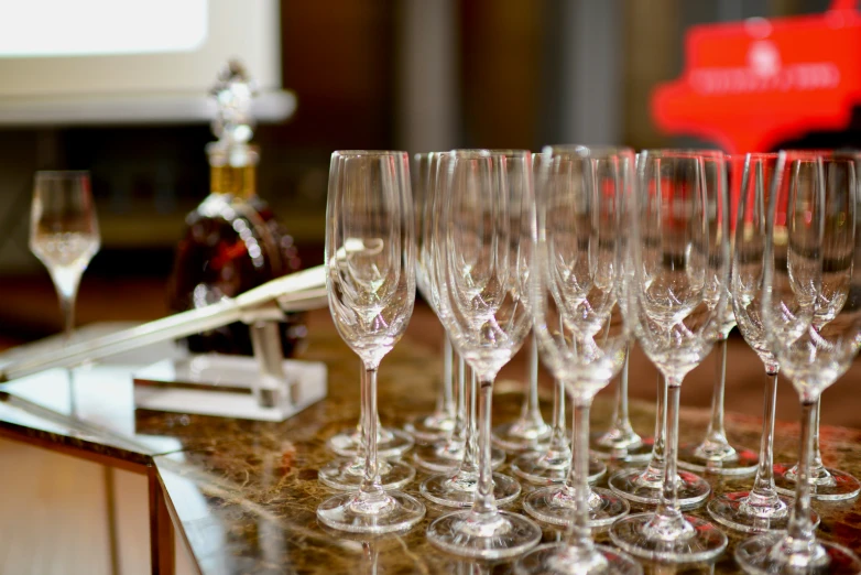 seven different types of wine are on display