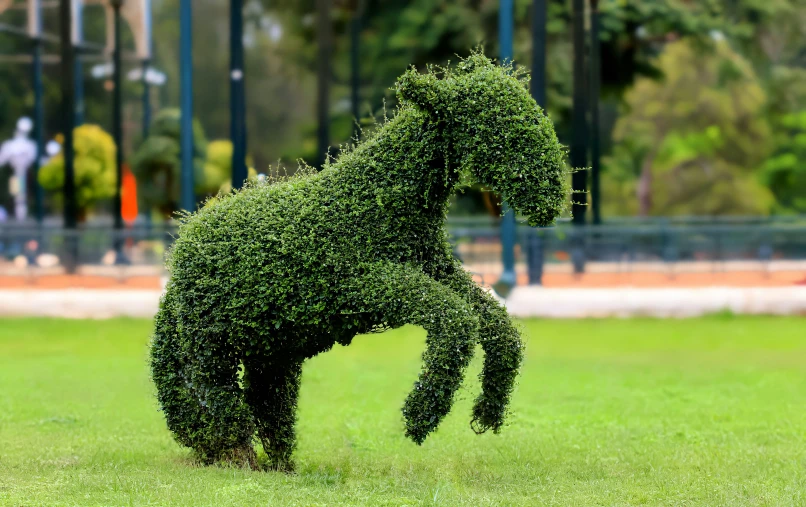 a decorative sculpture of grass shaped like a horse