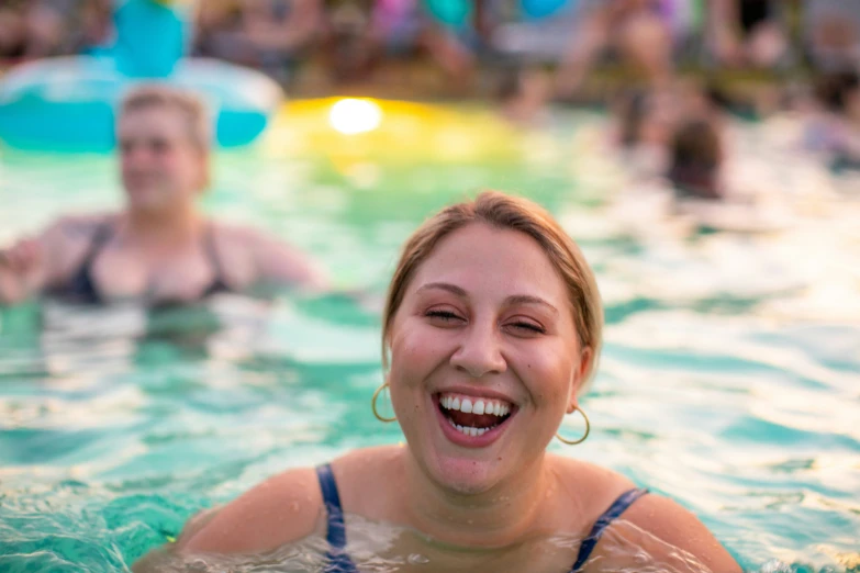 a group of people who are swimming in some water